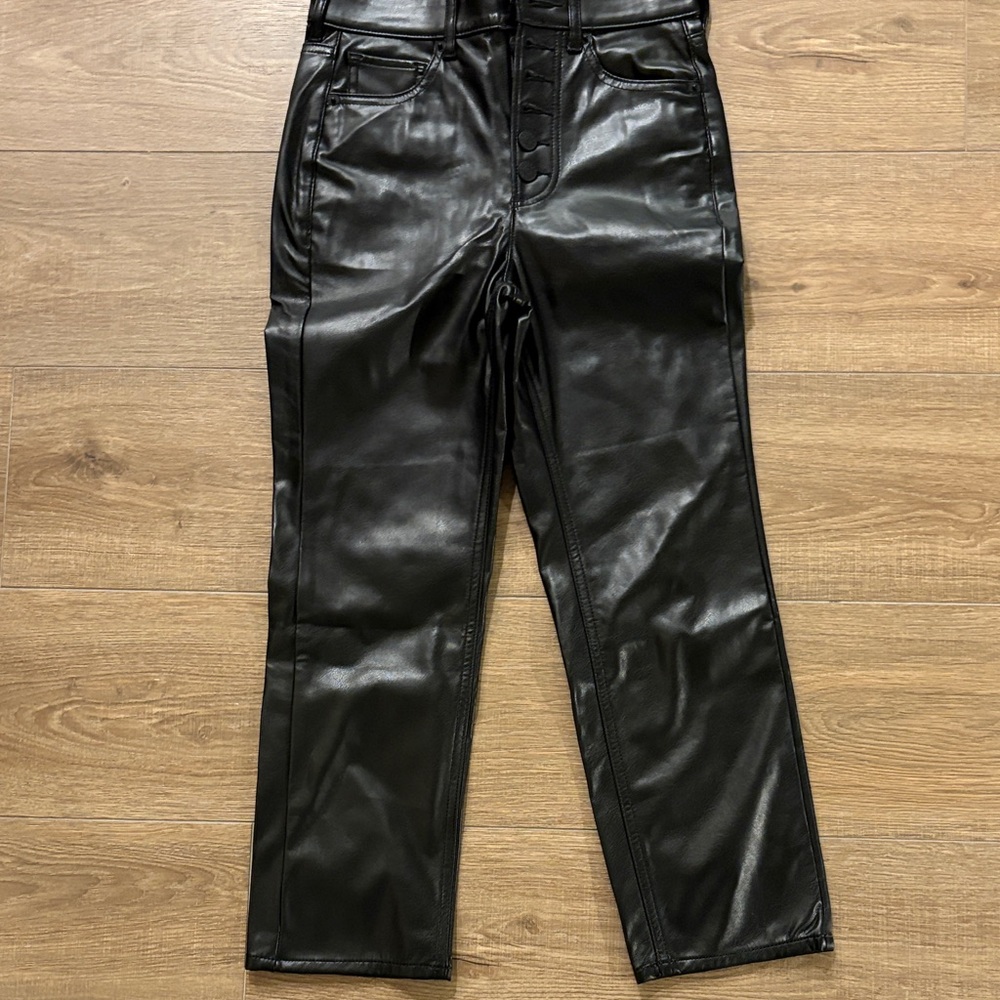Express Shiny Black Leather Trousers